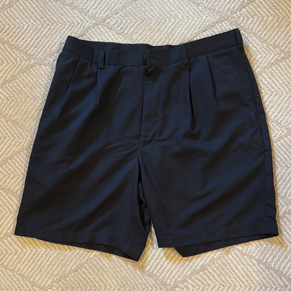 Perry Ellis Black Flat Front Tailored Shorts